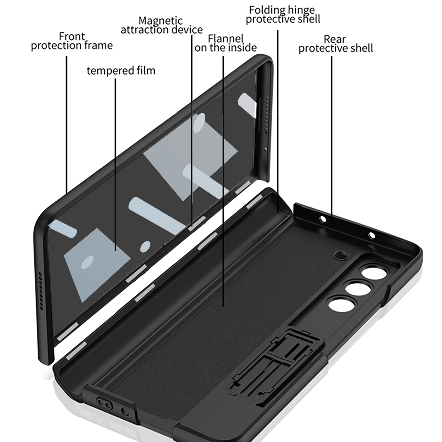 GKK Kickstand PC Case til Samsung Galaxy Z Fold5 5G Cover Protection Shell med Anti-peep Front Screen Film GKK Kickstand PC Case til Samsung Galaxy Z Fold5 5G Cover Protection Shell med Anti-peep Front Screen Film